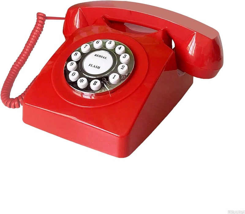 TelPal Landline Phones for Home, Corded Home Phone, Retro Desktop House Phone, Classic Vintage Old Fashion Telephone for Home, Office & Hotel, Red Wired Antique Analog Telephone Gift for Seniors - Image 1